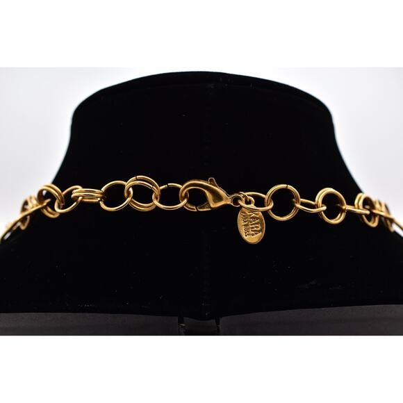 Kara Ross Vintage Collar Bib Statement Necklace Brushed Gold Nugget Signed BinBL - Picture 8 of 12